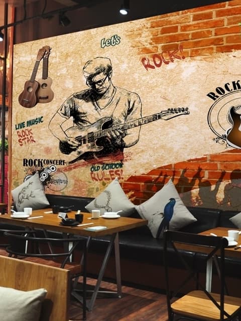 Rock Music Guitar Boy Wallpaper Mural