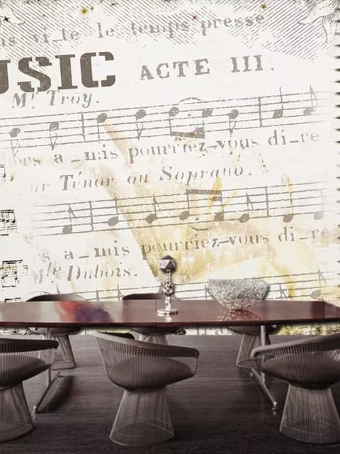 Nostalgic Beige Music Notes Wallpaper Mural