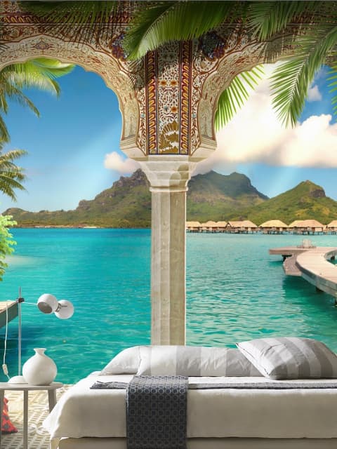 3D Look Sea Landscape with Lux Arabian Arches Wallpaper Mural