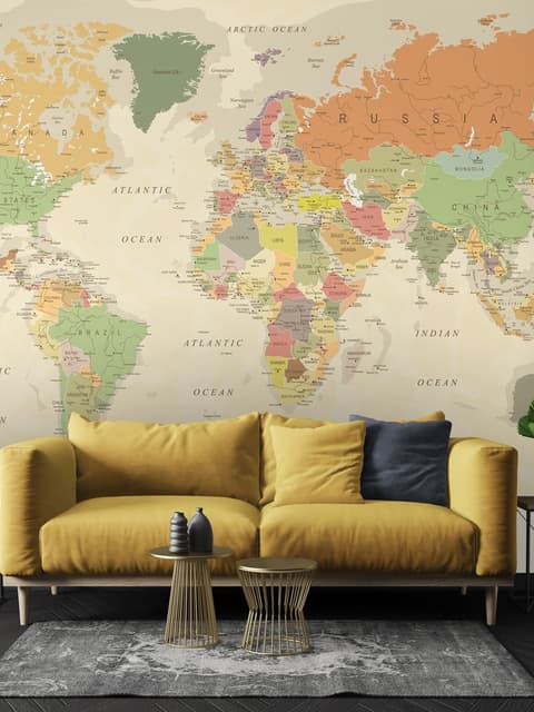 Colorful Political Map Wallpaper Mural
