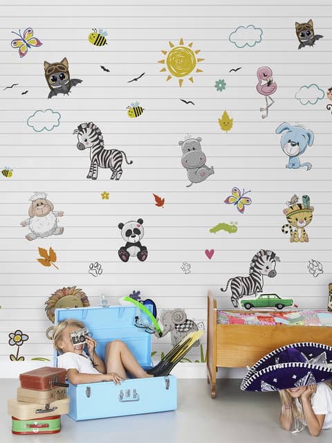 Papier peint bébés animaux mignons soleil