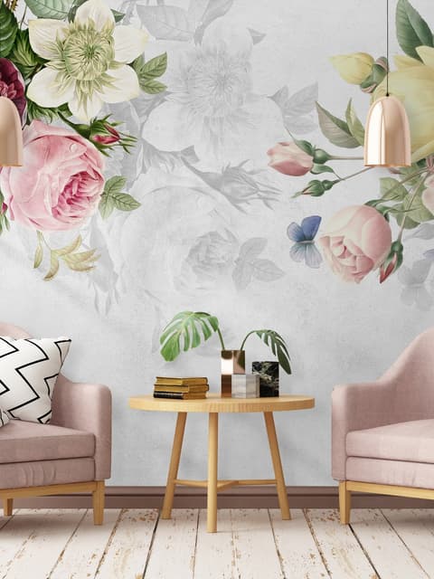 Bohemian Clematis Floral Bouqet Wallpaper Mural