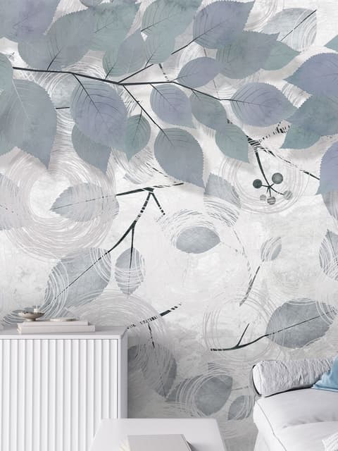 Nordic Tree Branch Leaves Wallpaper Mural