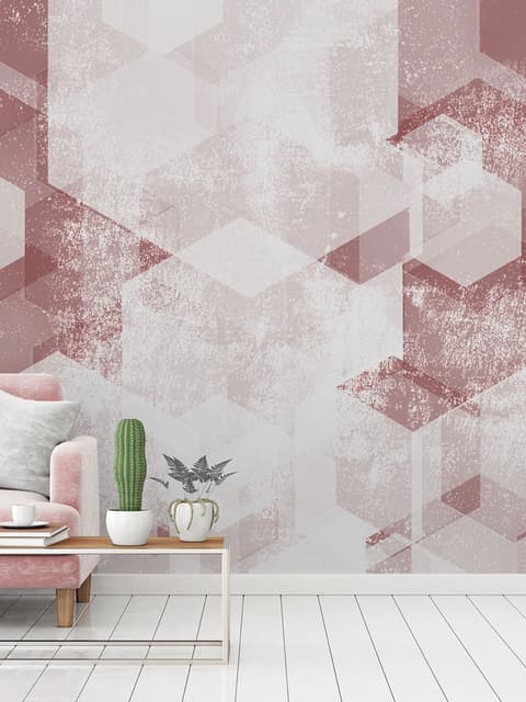 Abstract Pink Geometric Pattern Wallpaper Mural