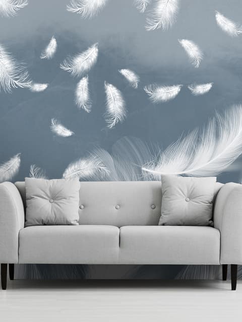 Blue Feathers Wallpaper Mural