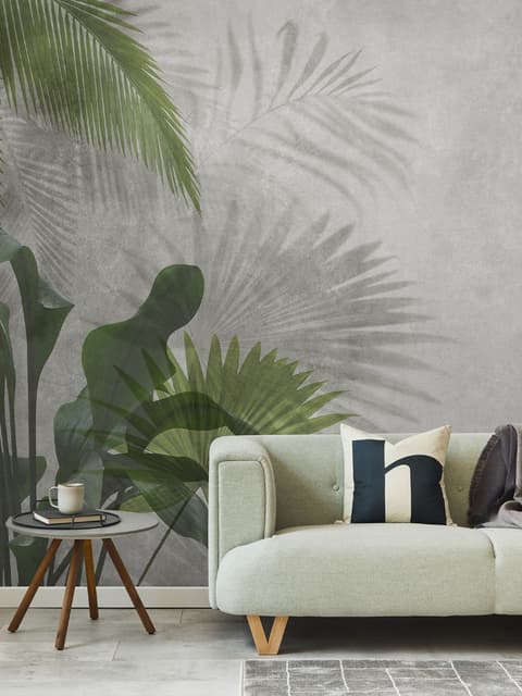 Tropical Green Palm Leaves Wallpaper Mural