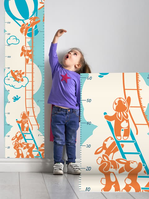 Stickers muraux toise montgolfière enfants