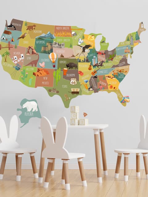Carte des Etats-Unis Stickers muraux Sticker pour chambre d'enfant