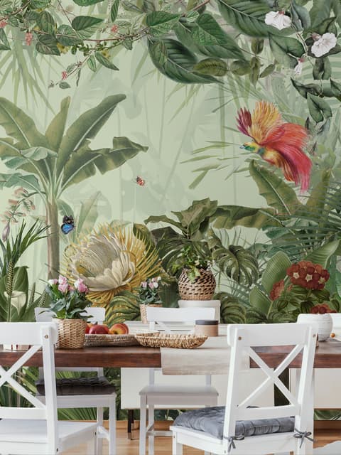 Tropical Jungle Plants Wallpaper Mural