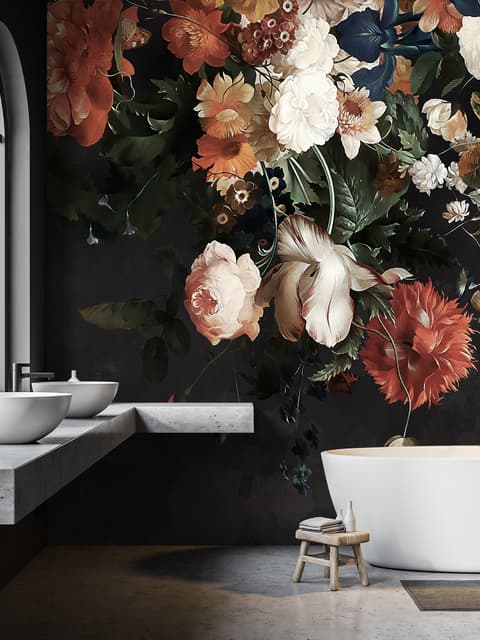 Golden Age Large and Dark Floral Wallpaper Mural