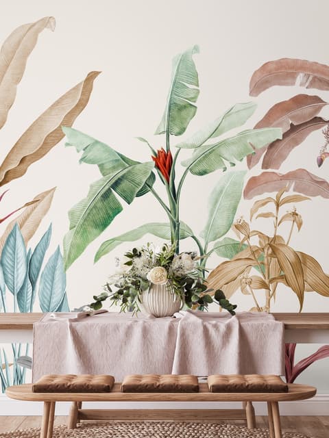 Colorful Tropical Banana Tree Wallpaper Mural