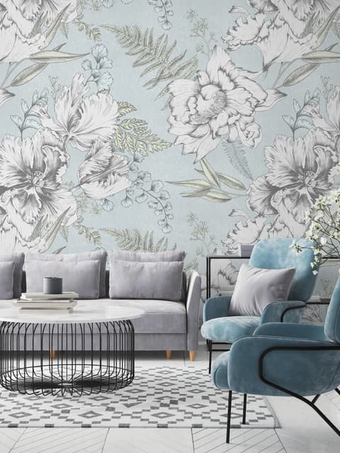 Drawing Floral Bouquet Art Wallpaper Mural