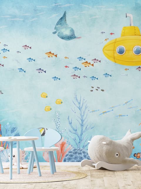 Kids Nursery Undersea with Submarine Wallpaper Mural