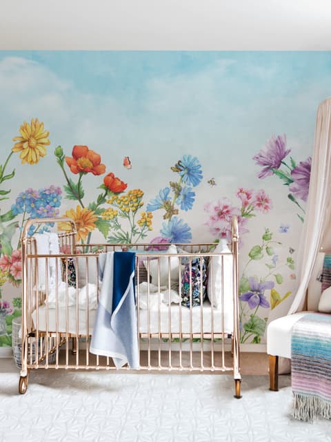Süße Kinderzimmer Blumen Garten Fototapete
