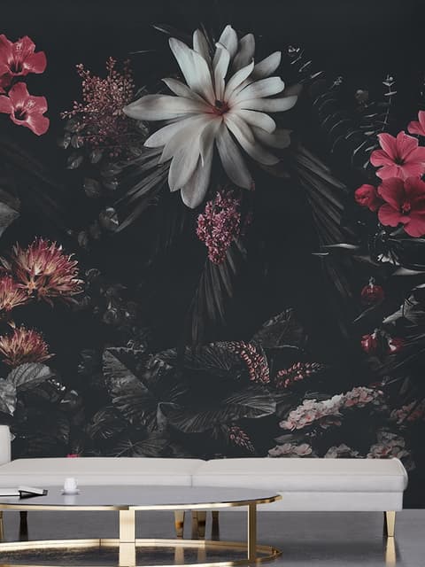 Papier peint panoramique floral foncé