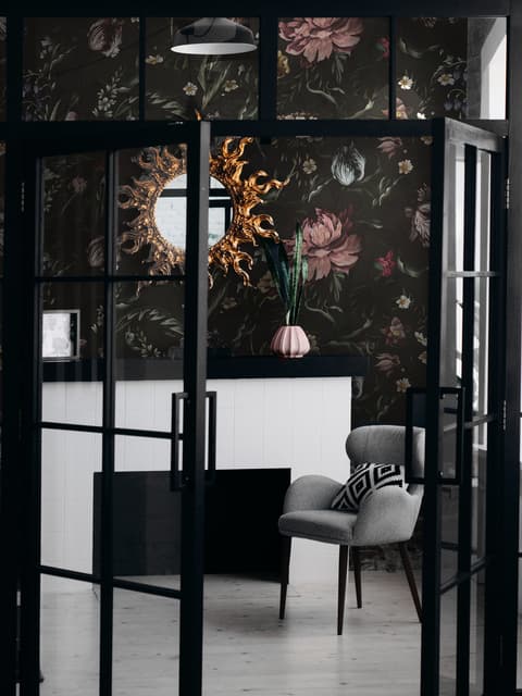 Dutch Flower Peony with Tulips Dark Floral Wallpaper Mural