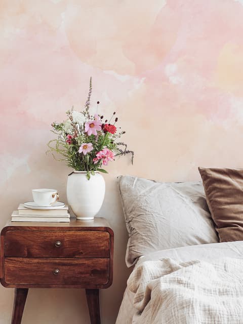 Soft Peach Colors Watercolor Paint  Art Wallpaper Mural