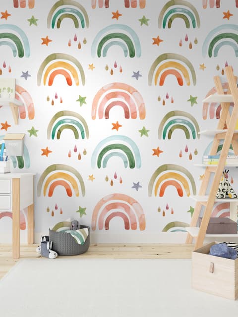 Kinder Bunte Regenbogen mit Tropfen Fototapete