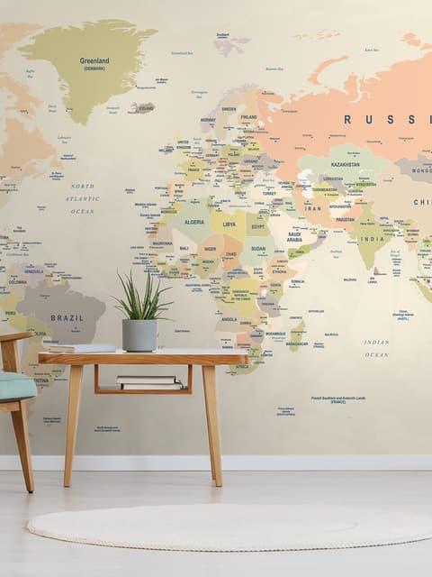 Papier peint panoramique détaillé des pays de la carte politique du monde