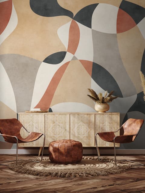Boho Geometric Abstract Art Wallpaper Mural