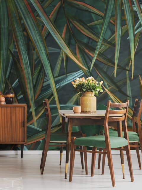 Dark Tropical Exotic Palm Leaf Wallpaper Mural