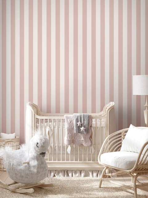 Soft Blue/Pink Stripe Lines for Kids Nursery Wallpaper Mural