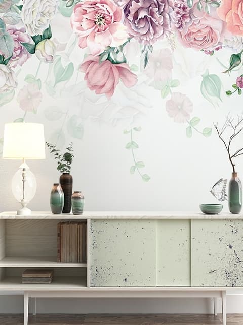 Vintage Peony Flowers Wallpaper Mural