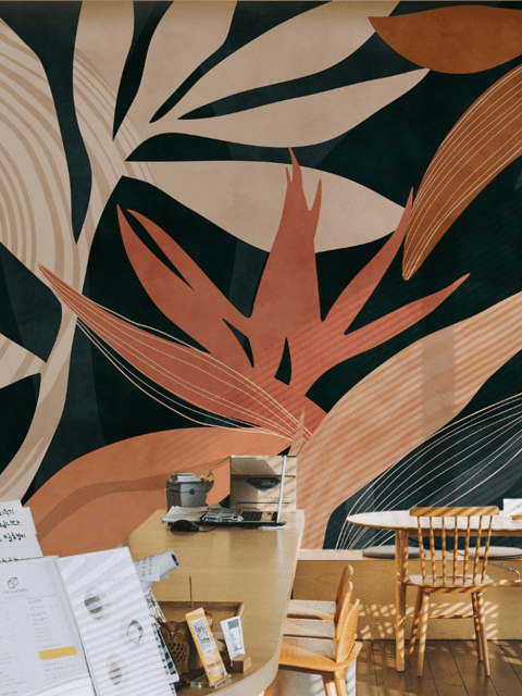 Tropical Foliage Leaves Art Wallpaper Mural
