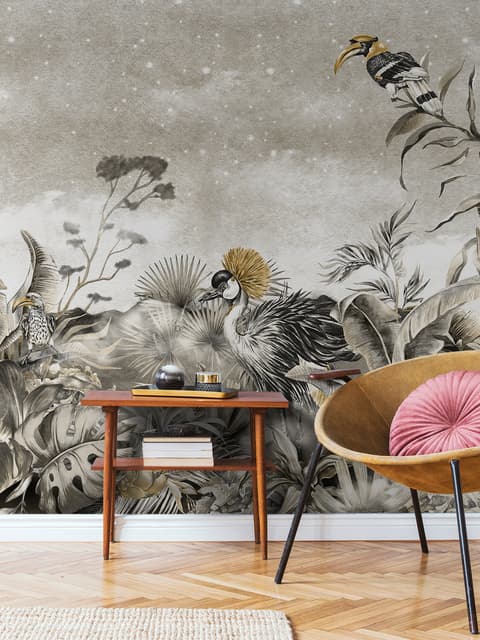 Vintage Historic Paradise Bird Art Wallpaper Mural