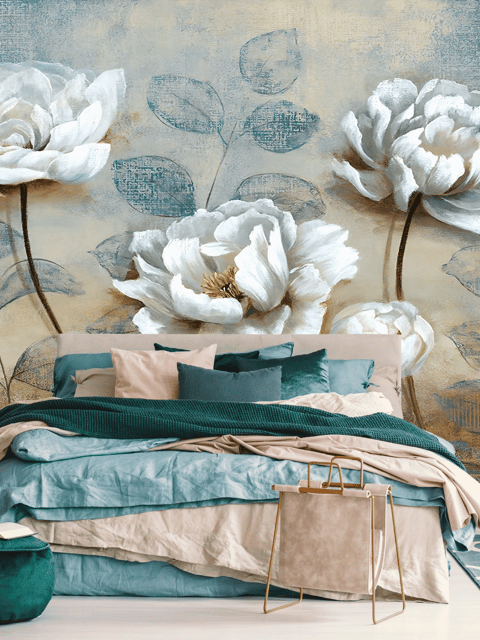 Vintage Oil Painting Peony Floral Wallpaper Mural