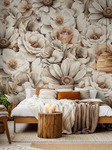 Romantic Garden Bloom Floral Wallpaper