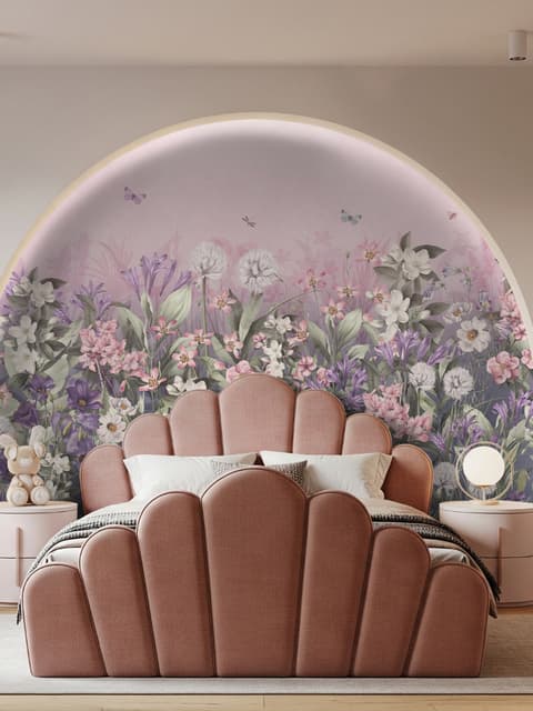 Soft Blooming Floral Meadow  Kids Wallpaper