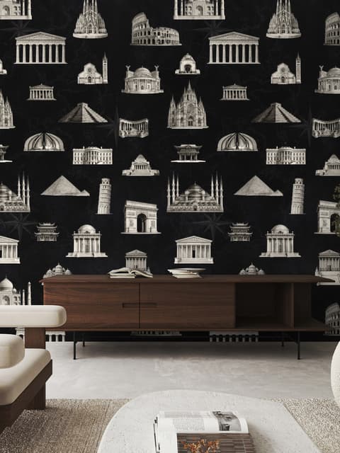 Vintage World Architecture Sketch Wallpaper Mural