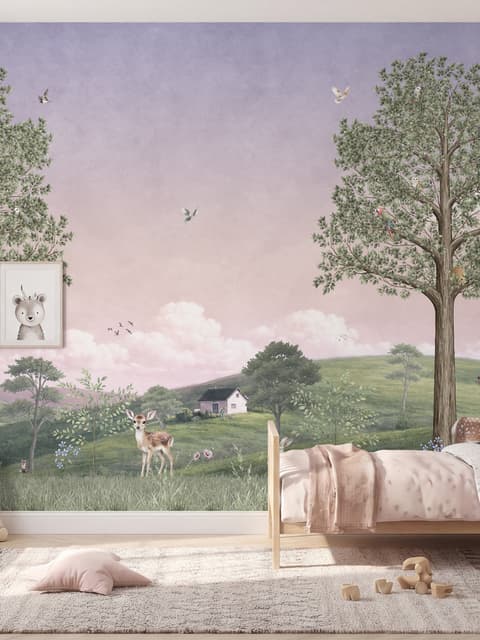 Kids Forest Animals Landscape Wallpaper Mural