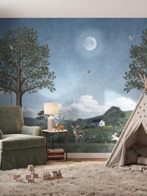 Kids Forest Animals Landscape Wallpaper Mural