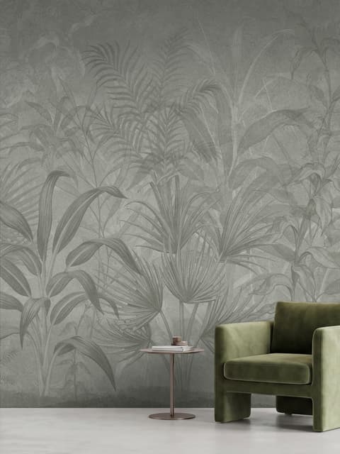 Monochrome Tropical Botanical Wallpaper Mural