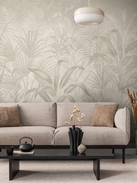 Monochrome Tropical Botanical Wallpaper Mural