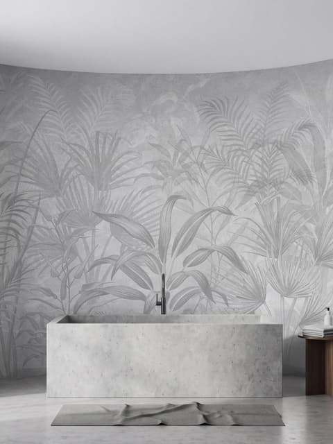 Monochrome Tropical Botanical Wallpaper Mural