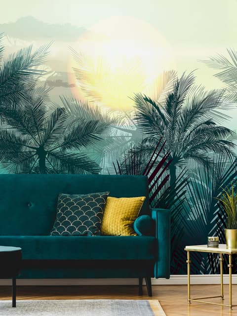 Tropical Palm Trees and Sunlight Wallpaper Mural