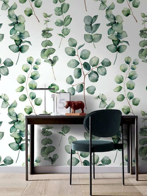 Watercolor Eucalyptus Leaf Wallpaper Mural