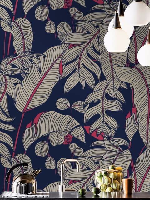 Dark Palm Leaf Wallpaper Mural