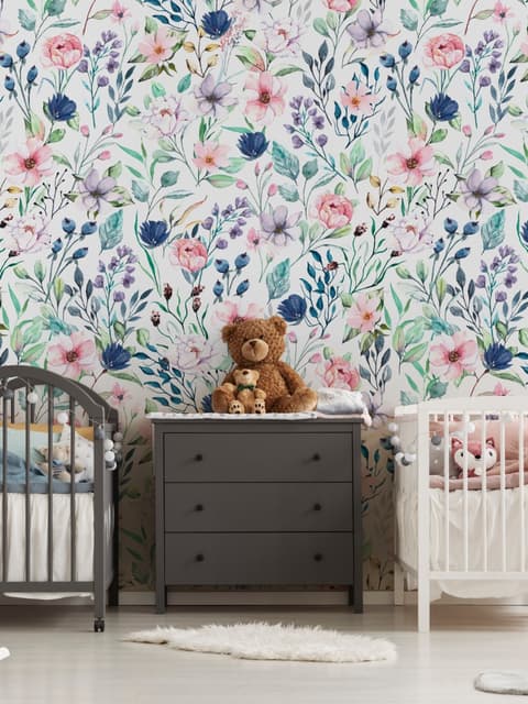 Watercolor Spring Floral Wallpaper Mural