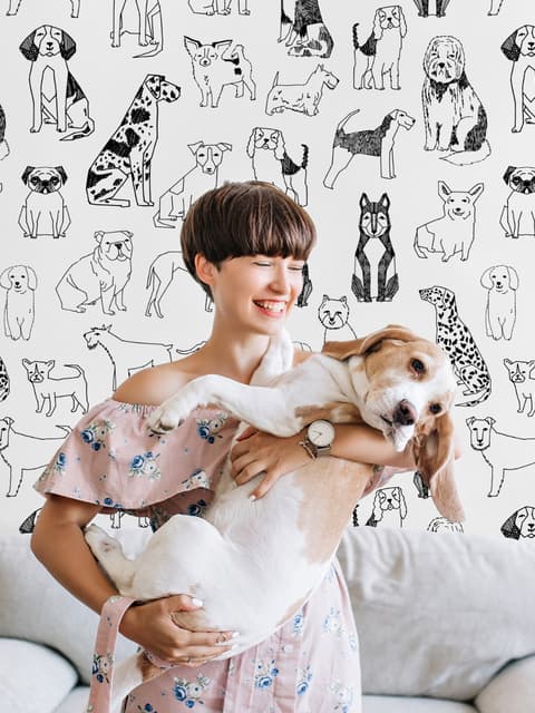 Kinder Cartoon Süße Hunde Familie Fototapete