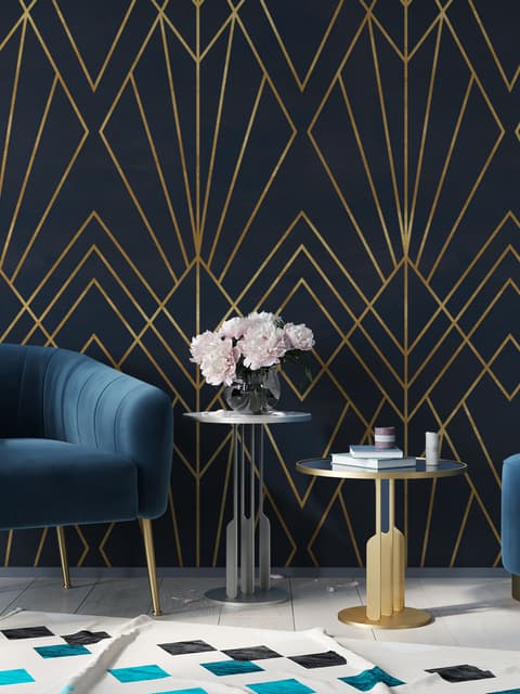 Luxury Geometric Lines  Art Deco Wallpaper Mural
