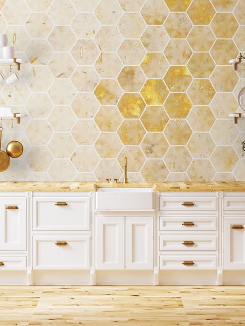 Geometric Yellow Honeycomb Wallpaper Mural