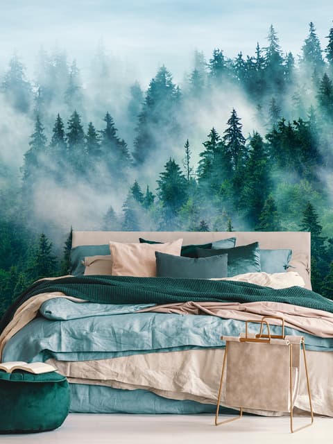 Foggy Pine Forest Wallpaper Mural