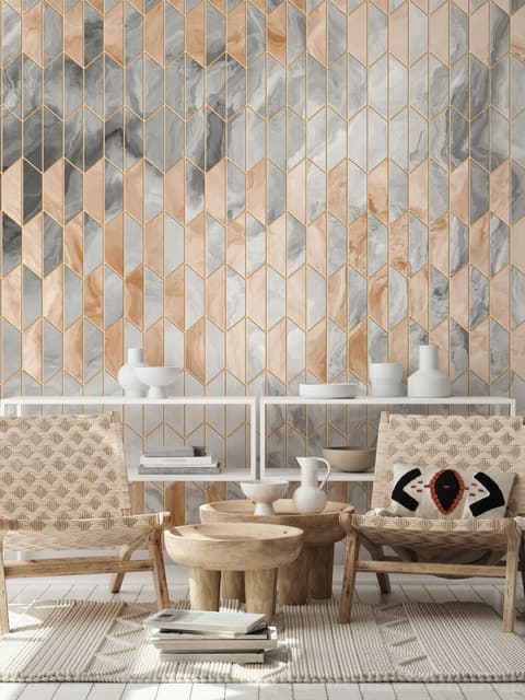 Black Marble with Gold Style Ornament Wallpaper Mural