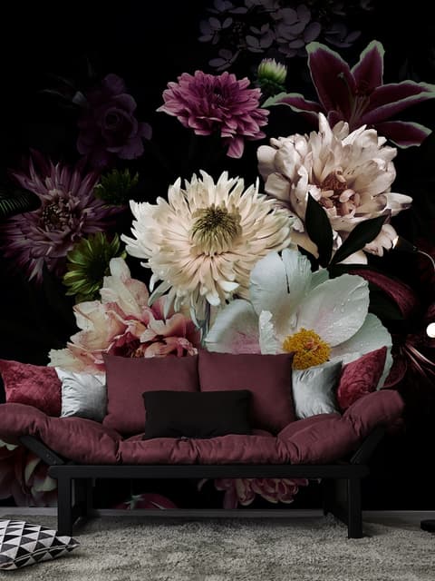 Dark Garden Florals Wallpaper Mural