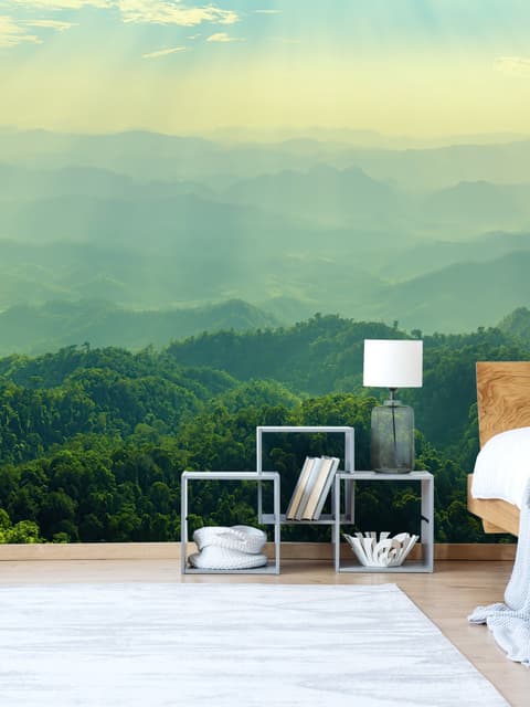 Green Mountain Silhouette Wallpaper Mural