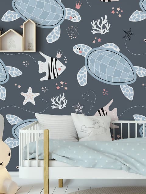 Fototapete mit Meeresschildkröte und Zebrafisch
